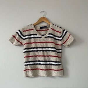 Liz Claiborne patriotic knit short sleeve sweater top